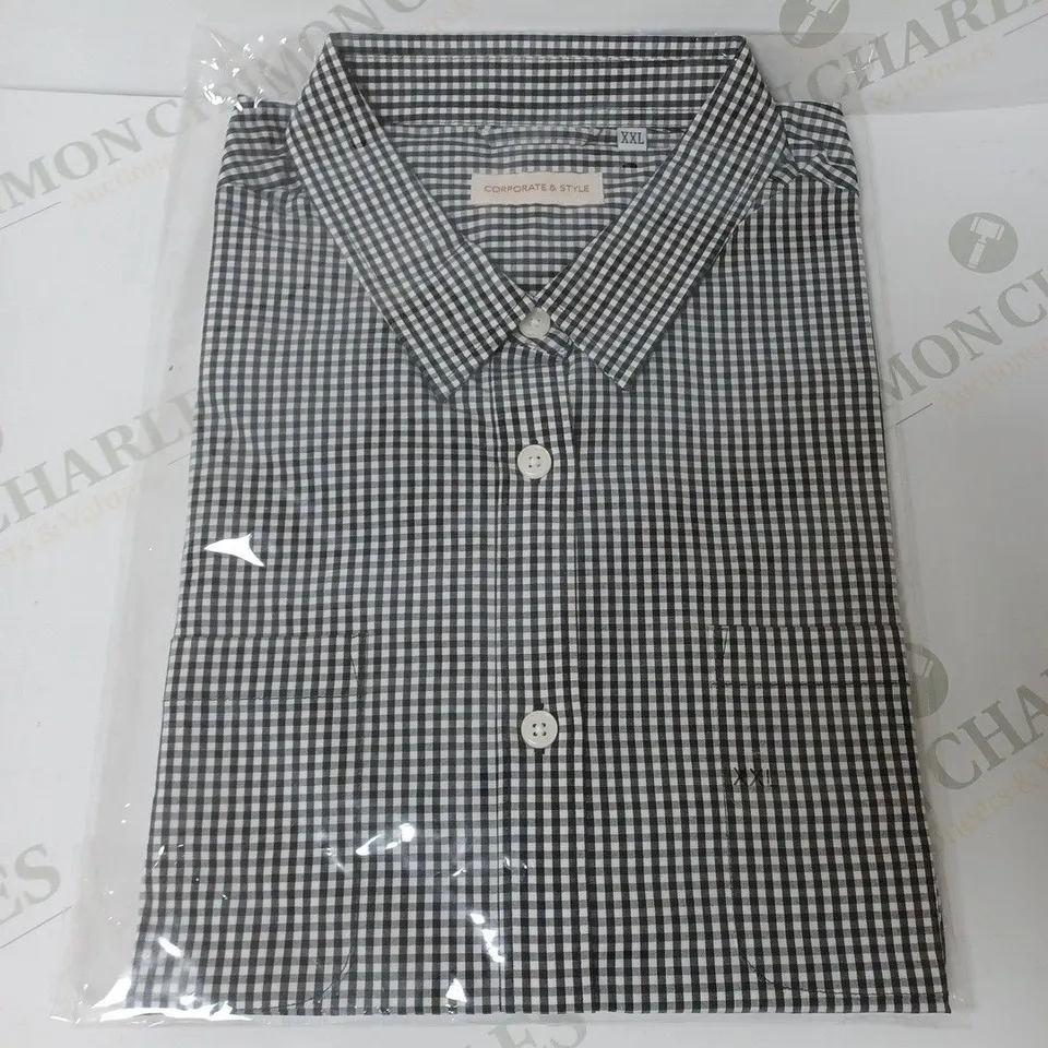 SEALED SET OF 5 BRAND NEW CORPORATIVE STYLE BLACK CHECK WOMENS SHIRT - XXL