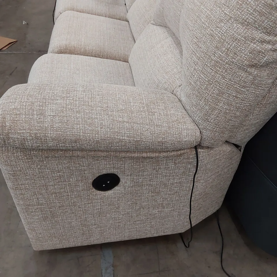 QUALITY BRITISH DESIGNER G PLAN CHLOE POWER RECLINING THREE SEATER SOFA LOOM CLAY FABRIC