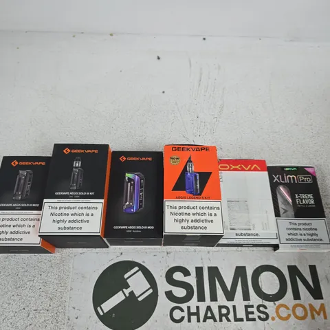 APPROXIMATELY 20 ASSORTED E-CIG PRODUCTS AND ACCESSORIES TO INCLUDE OXVA, GEEKVAPE ETC