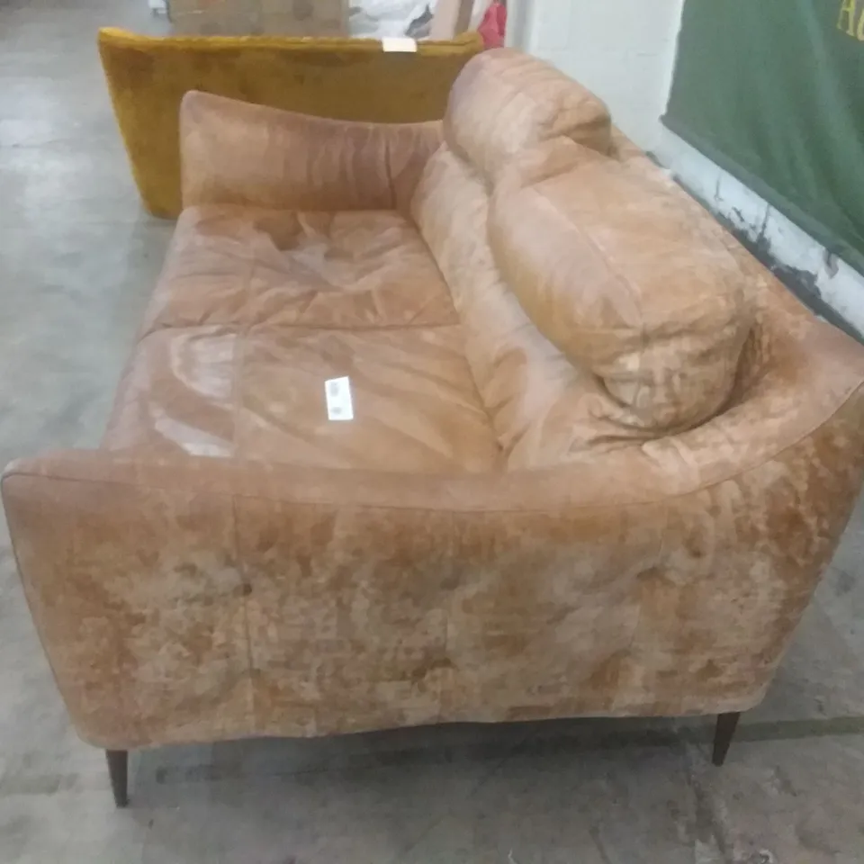 QUALITY DESIGNER CORDELIA 2 SEATER SOFA - TEXAS TAN LEATHER 