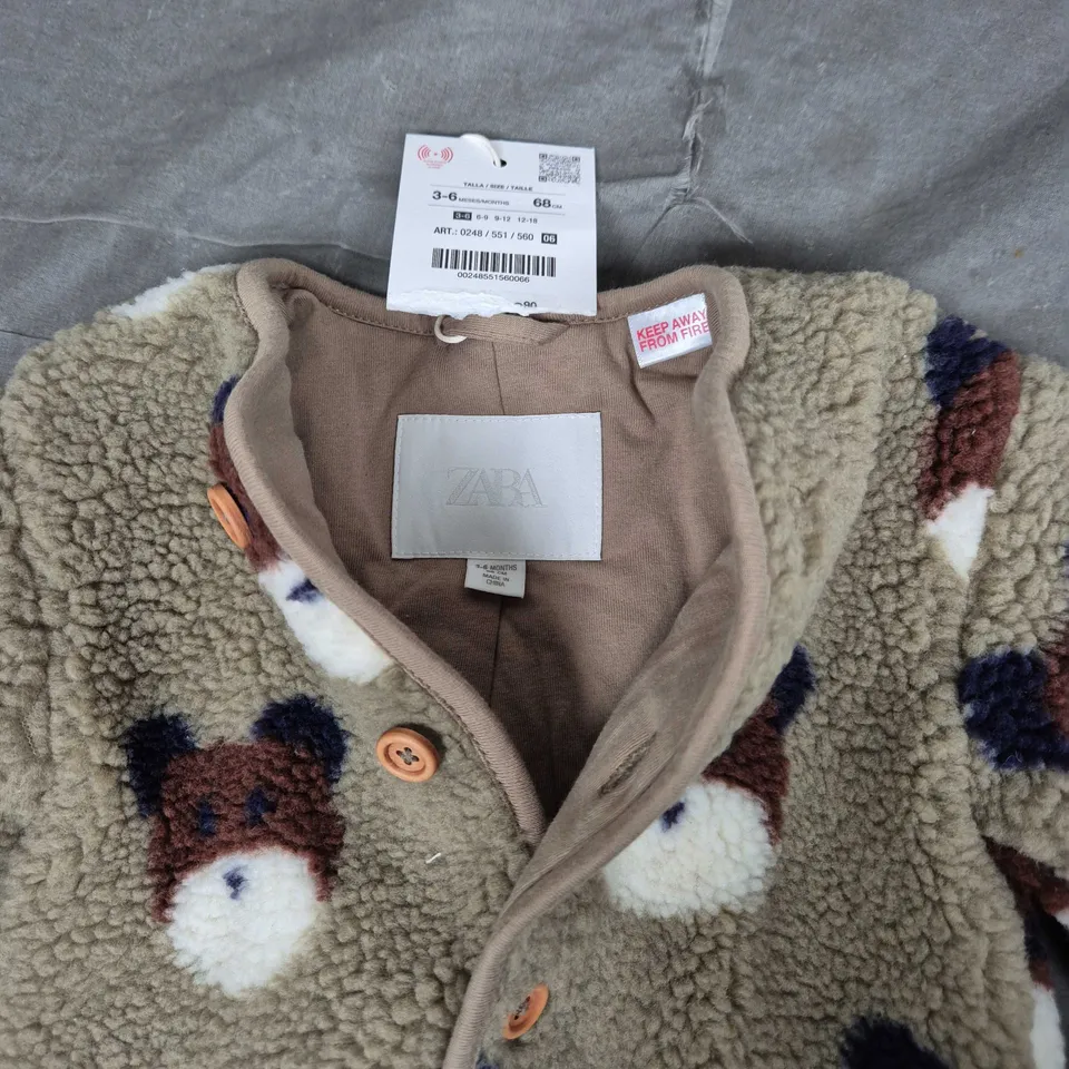 ZARA Kids Teddy Bear Print Fleece Jacket, 3-6 Months 