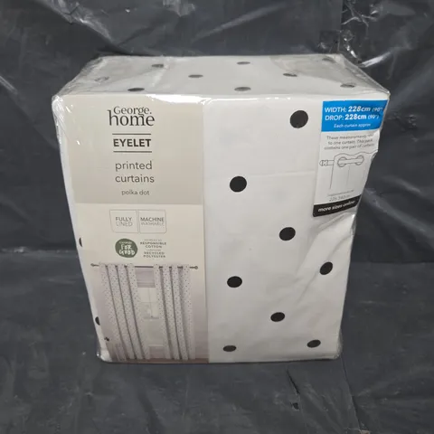 APPROXIMATELY 8 SEALED EYELET PRINTED CURTAINS POLKA DOT