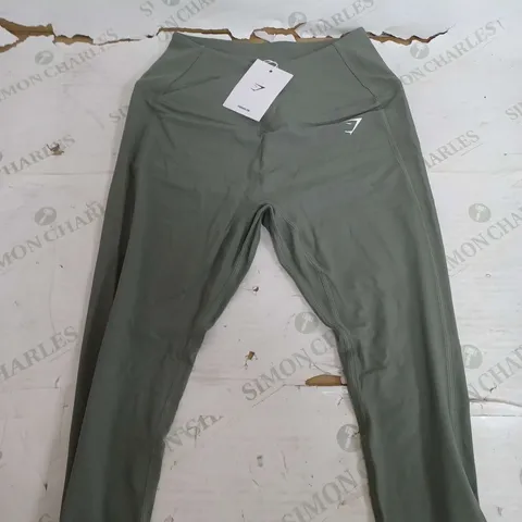 GYMSHARK GREEN CROSSOVER LEGGINGS - SMALL