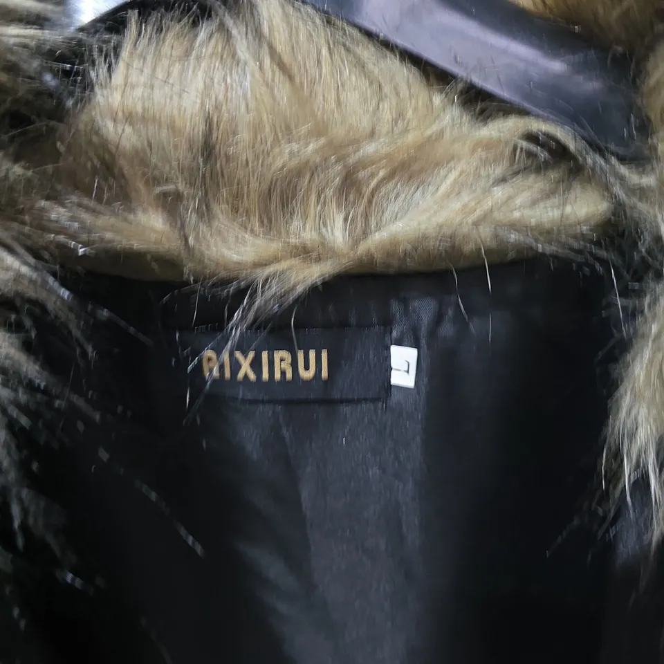 AIXIRUI FUR COAT – LONG BROWN FUR WITH SATIN LINING