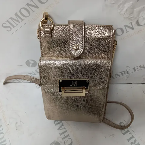 JM FASHION BY JULIEN MACDONALD THE ESSENTIALS LEATHER PHONE POUCH IN GOLD