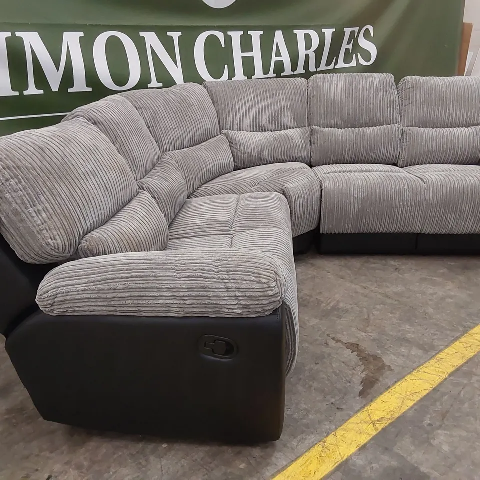 SIENNA FABRIC/FAUX LEATHER HIGH BACK MANUAL RECLINER CORNER GROUP SOFA RRP £1499