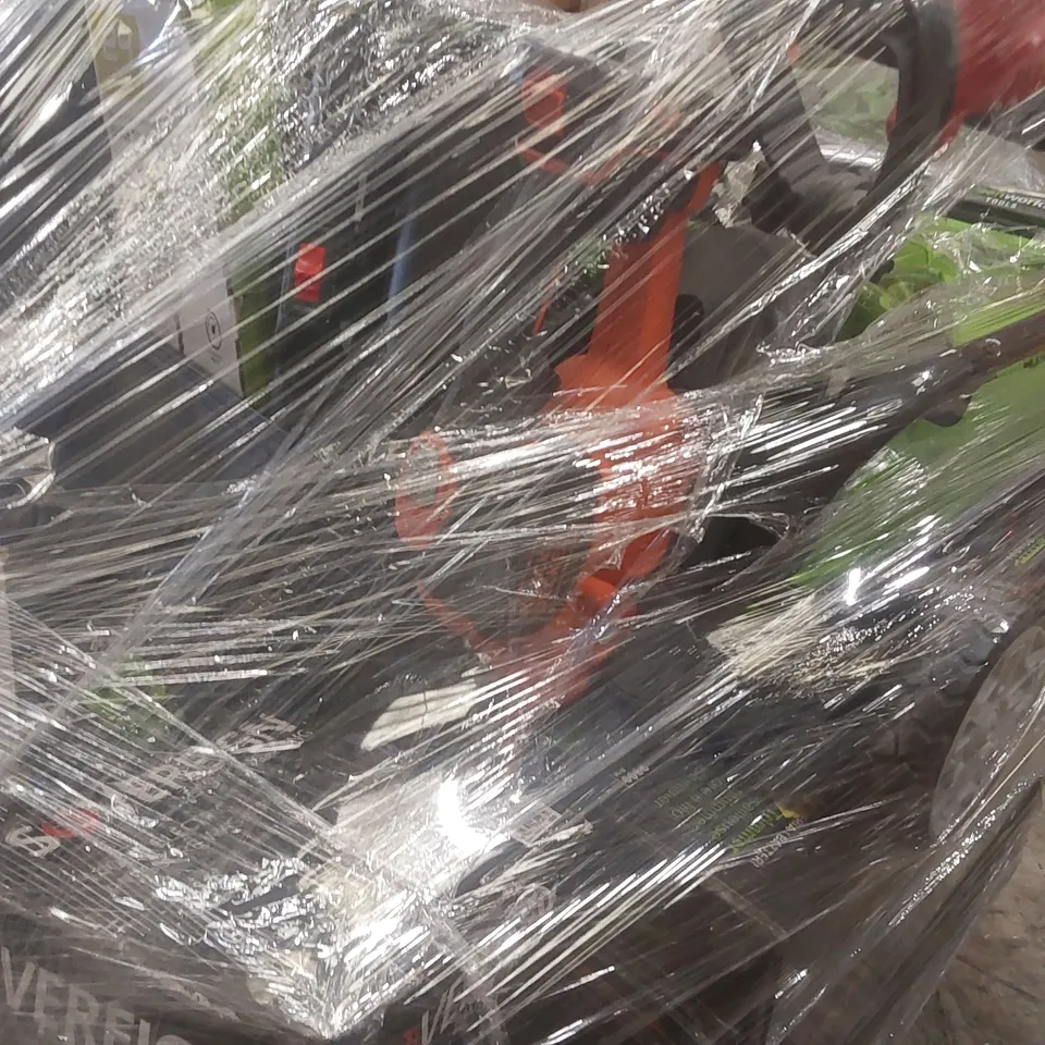 PALLET CONTAINING A VERY LARGE QUANTITY OF ASSORTED ITEMS INCLUDING: LED LIGHTS, HEDGE TRIMMER, LAWN MOWER, 1400W ELECTRIC PRESSURE WASHER, OTHER ASSORTED ELECTRIC GARDEN TOOLS ECT