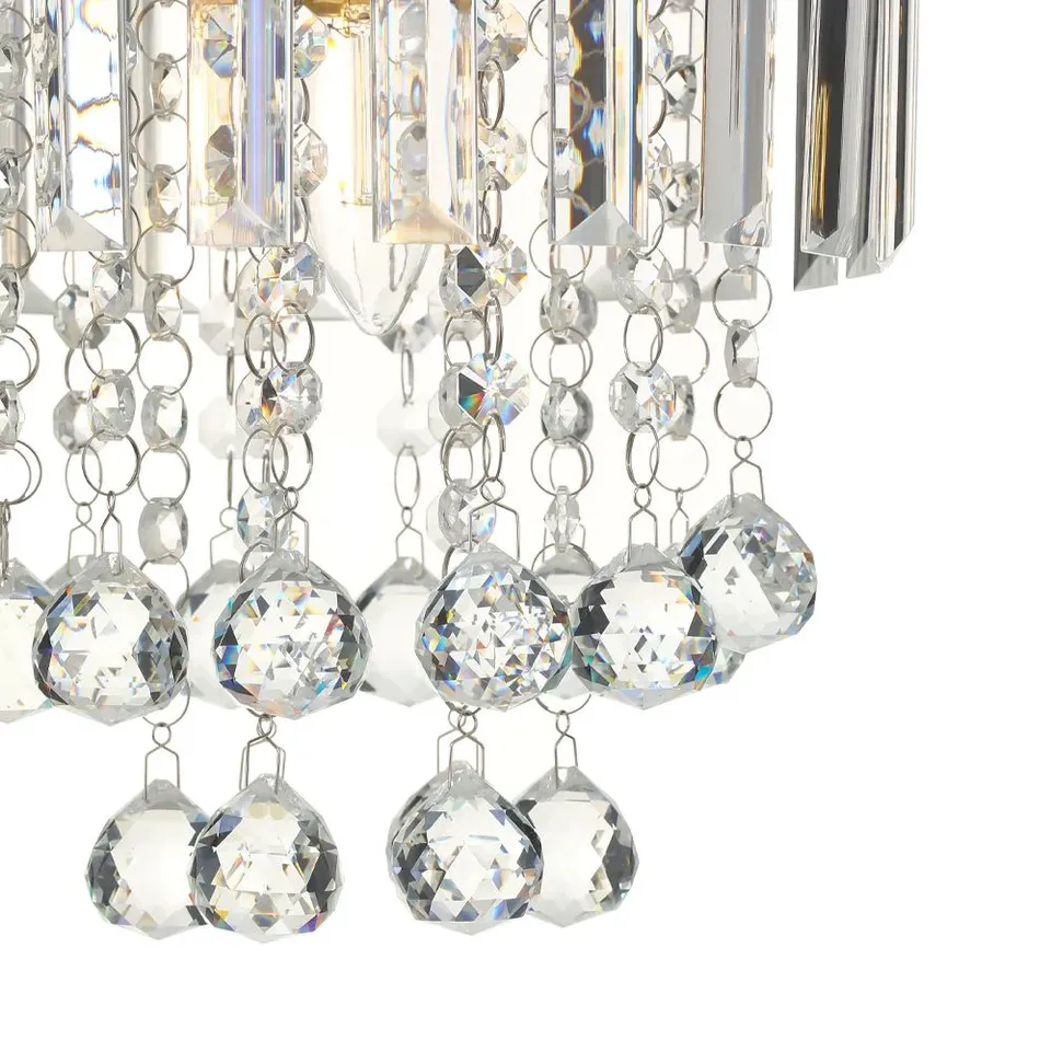 BOXED CRYSTAL CEILING LIGHT CHROME 