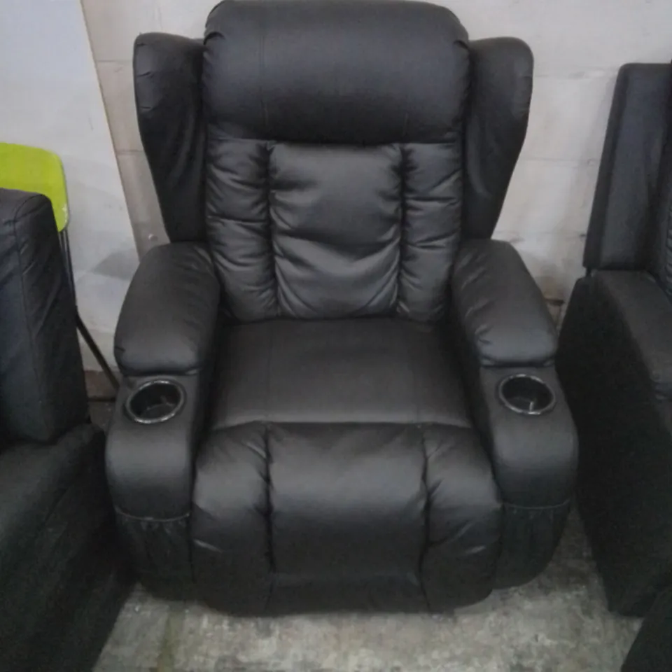 DESIGNER POWER RECLINING EASY CHAIR IN BLACK