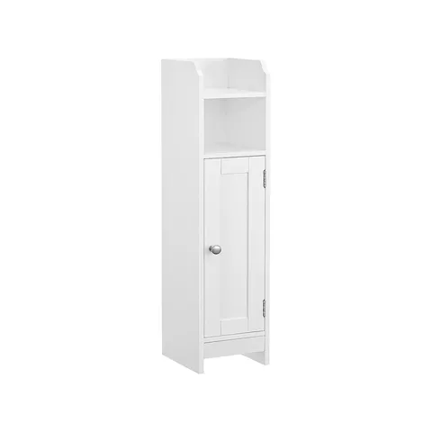 BOXED VASAGLE SLIM BATHROOM FLOOR STORAGE CABINET WITH DOOR AND SHELVES - WHITE