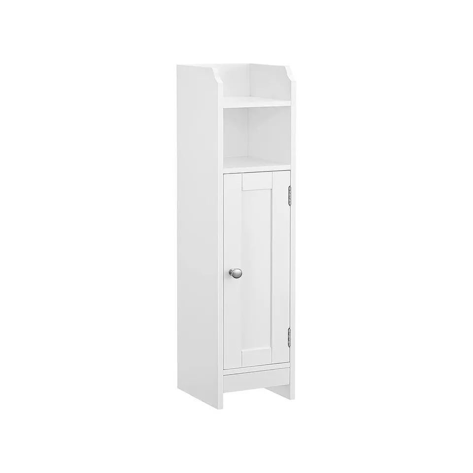 BOXED VASAGLE SLIM BATHROOM FLOOR STORAGE CABINET WITH DOOR AND SHELVES - WHITE 