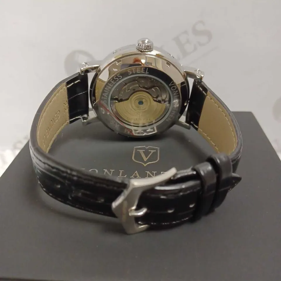 VONLANTHEN PART SKELETON CHRONOGRAPH WATCH WITH LEATHER STRAP