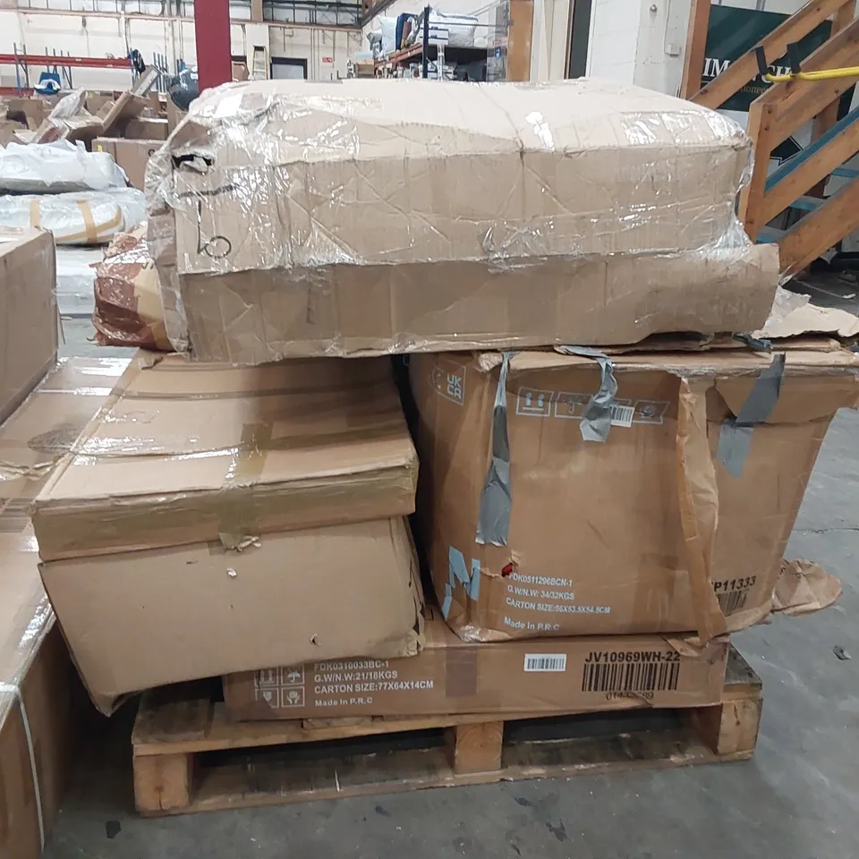 PALLET OF ASSORTED FURNITURE PARTS AND CONSUMER GOODS 