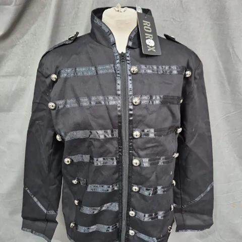 RO ROX MEN'S MCR MILITARY DRUMMER BLACK PARADE JACKET, BLACK & BLACK - SIZE M