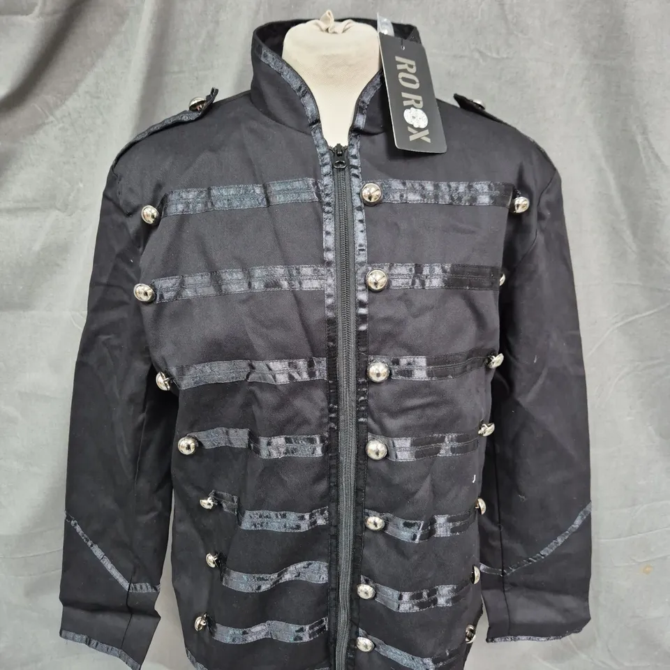 RO ROX MEN'S MCR MILITARY DRUMMER BLACK PARADE JACKET, BLACK & BLACK - SIZE M