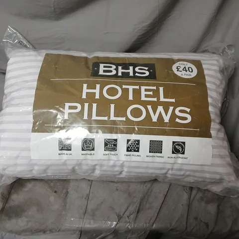 BHS HOTEL PILLOWS – PAIR (2-PACK), STRIPED, MADE IN UK