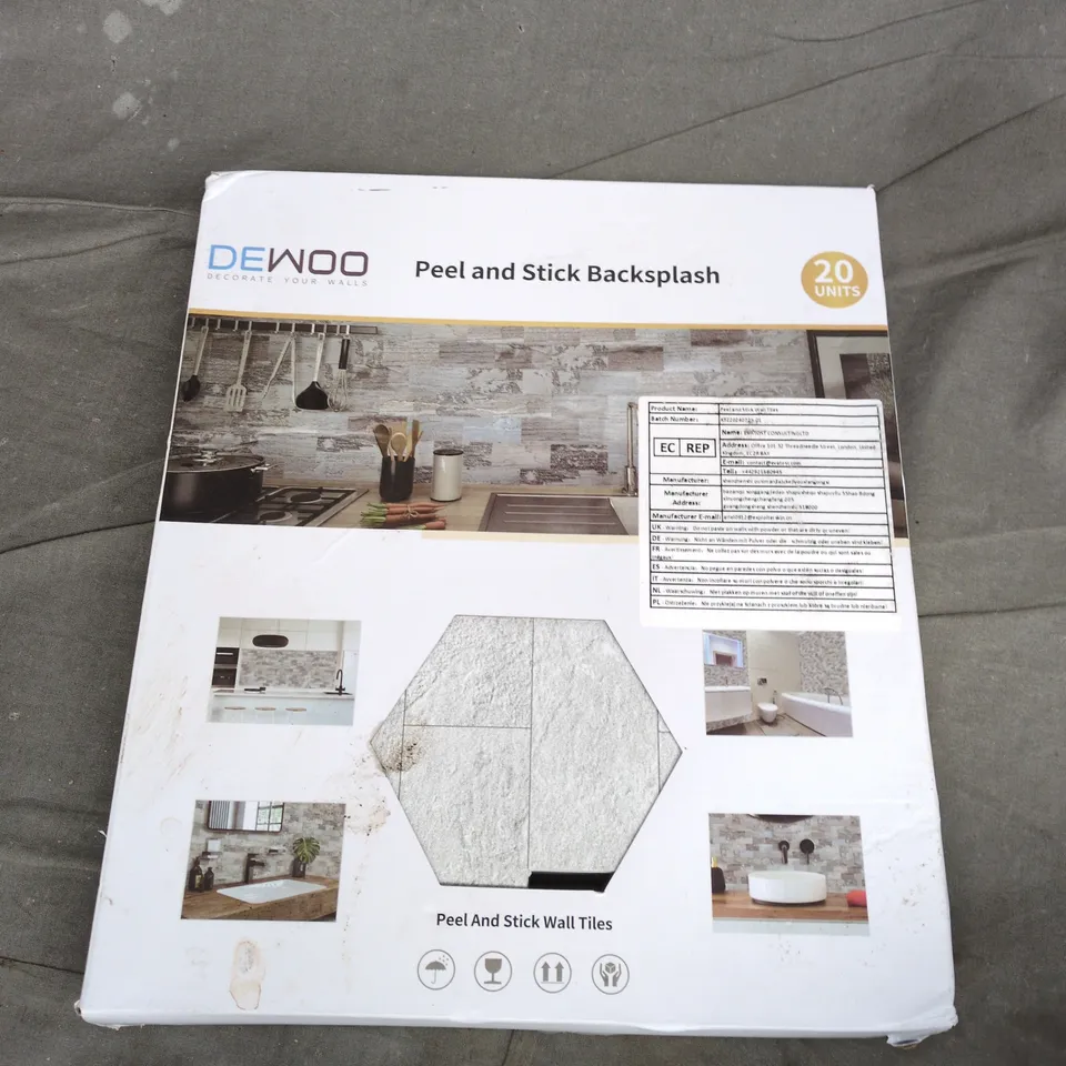 DEWOO PEEL & STICK WALL TILES BACKSPLASH – 20 TILES