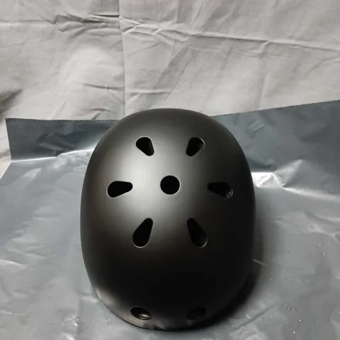 BOX OF APPROXIMATELY 6 MATTE BLACK CYCLING HELMET WITH INTERNAL PADDING AND ADJUSTABLE STRAP