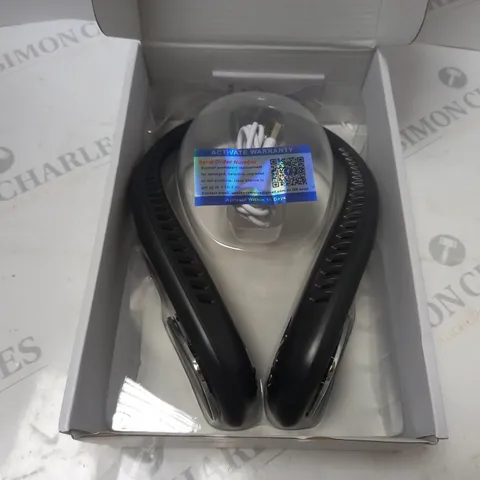 BOXED BLADELESS NECK FAN IN BLACK