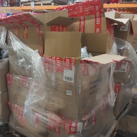 PALLET CONTAINING A LARGE QUANTITY OF BRAND NEW PRODUCTS INCLUDING: ASSORTED CLOTHING, OVERSIZED TOTES, JUMPERS, TROUSERS, SOCKS ECT