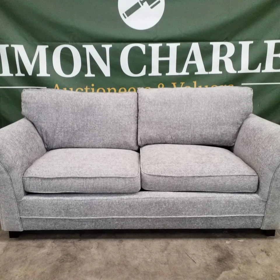 QUALITY DESIGNER 3 SEATER SOFA - GREY CHUNKY WEAVE FABRIC