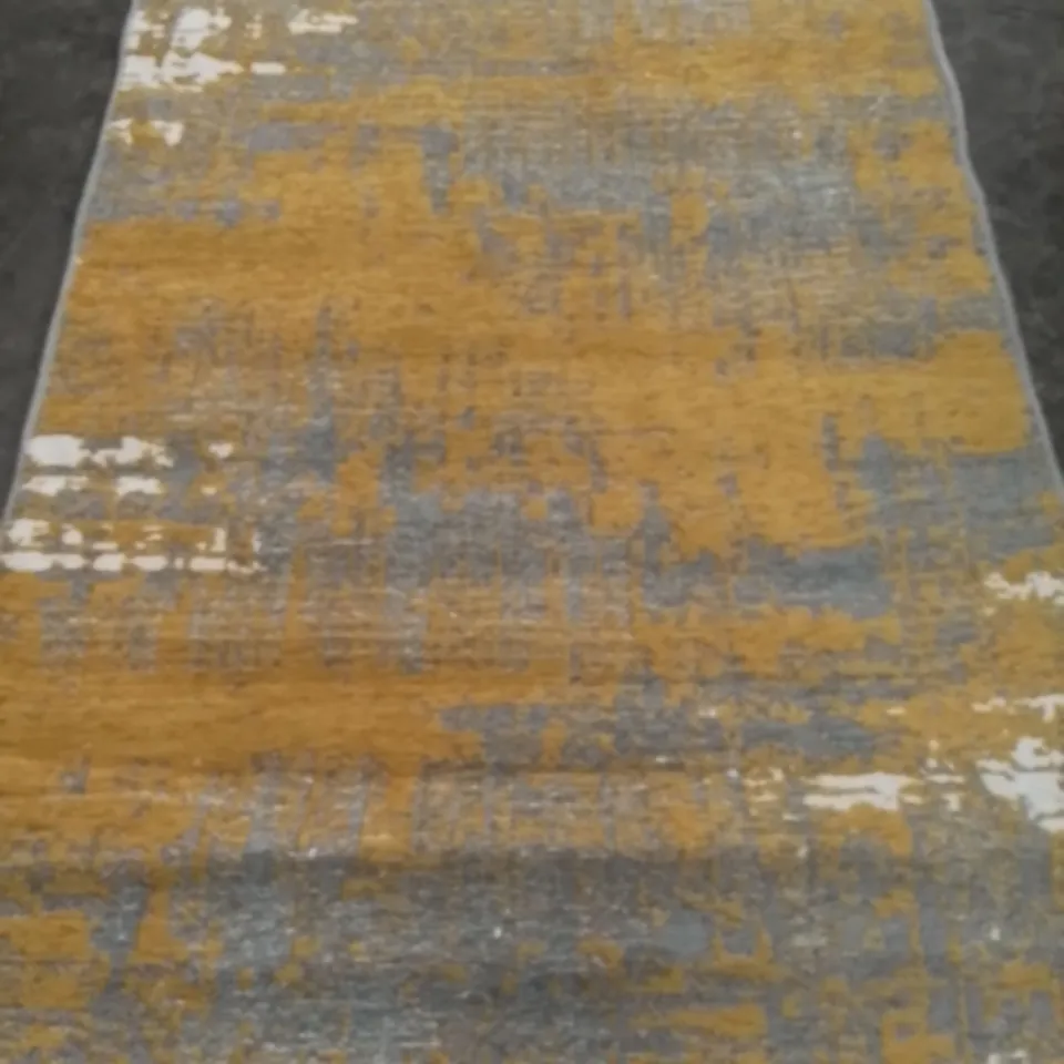 REVERSIBLE RUG YELLOW/GREY PATTERN 185X116CM