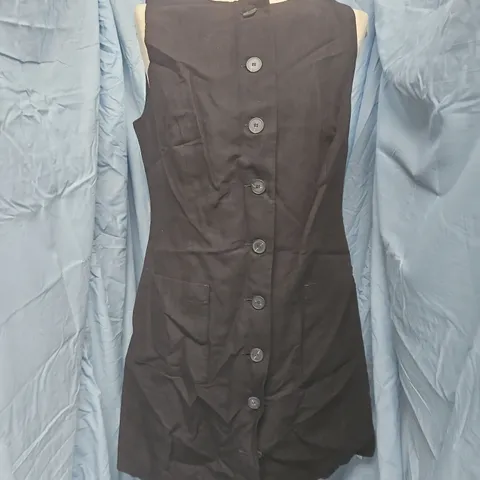 UK 14 ALIGNE LEAH BLACK SLEEVELESS BUTTON-FRONT DRESS