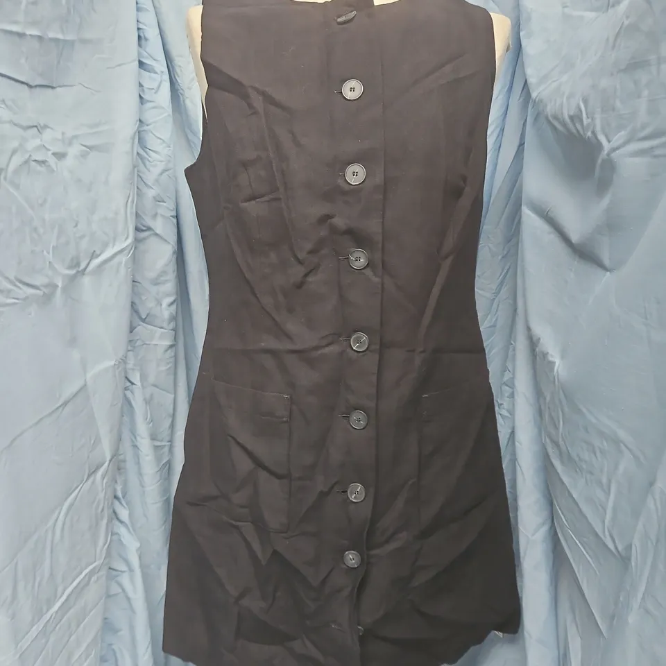 UK 14 ALIGNE LEAH BLACK SLEEVELESS BUTTON-FRONT DRESS