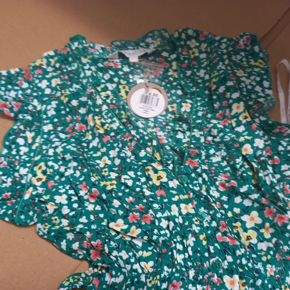APRICOT DITSY RUFFLE DRESS - UK 10