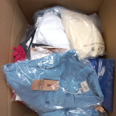 LARGE BOX OF APPROXIMATELY 25 ASSORTED CLOTHING ITEMS IN VARIOUS COLOURS, STYLES AND SIZES - COLLECTION ONLY
