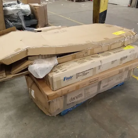 PALLET OF ASSORTED INCOMPLETE DESIGNER FURNITURE PARTS AND PIECES 