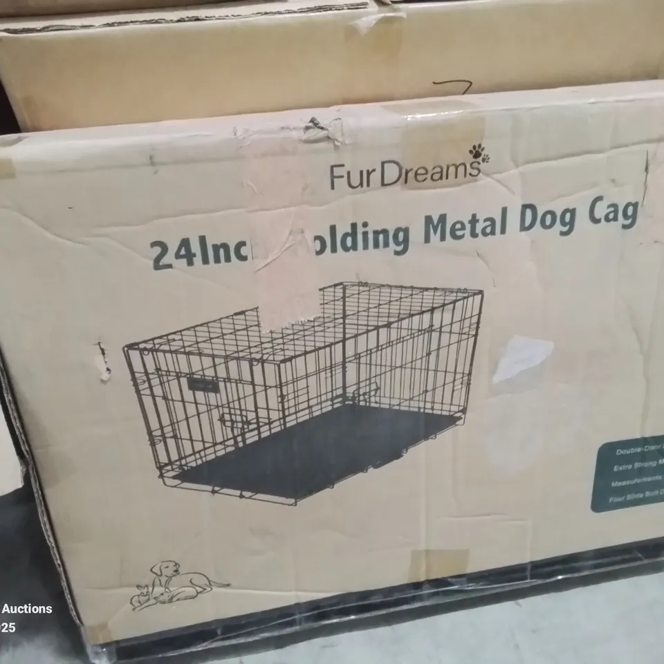 BOXED 24INCH FOLDING METAL DOG CAGE