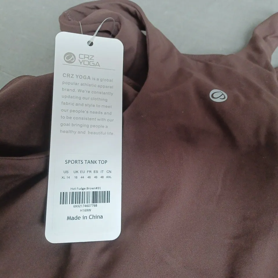 CRZ YOGA SPORTS TANK TOP IN BROWN - UK 16
