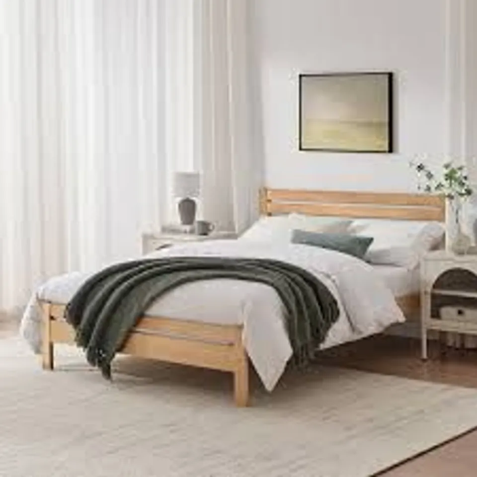 BOXED DECLAN KING SIZE BED FRAME - NATURAL OAK EFFECT (2 BOXES)