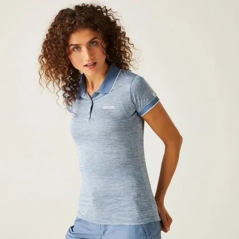 BRAND NEW REGATTA WOMENS REMEX II POLO NECK T-SHIRT IN CORONET BLUE - SIZE 10