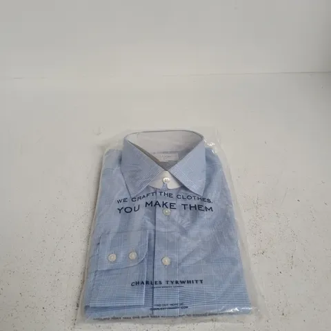CHARLES TYRWHITT NON-IRON SLIM FIT SHIRT β BLUE CHECK β NECK 16" SLEEVE 36"