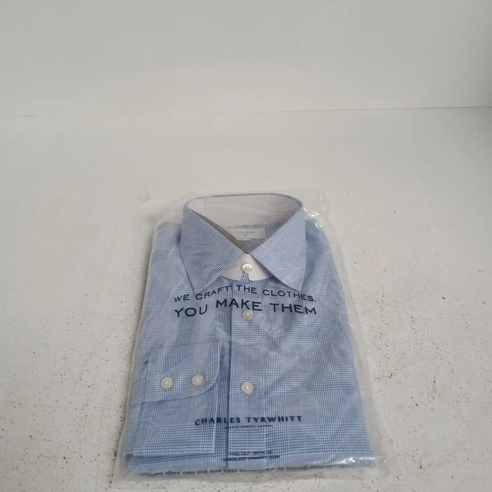 CHARLES TYRWHITT NON-IRON SLIM FIT SHIRT – BLUE CHECK – NECK 16" SLEEVE 36"