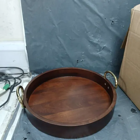 UNBRANDED WALNUT TRAY WITH BRASS HANDLES