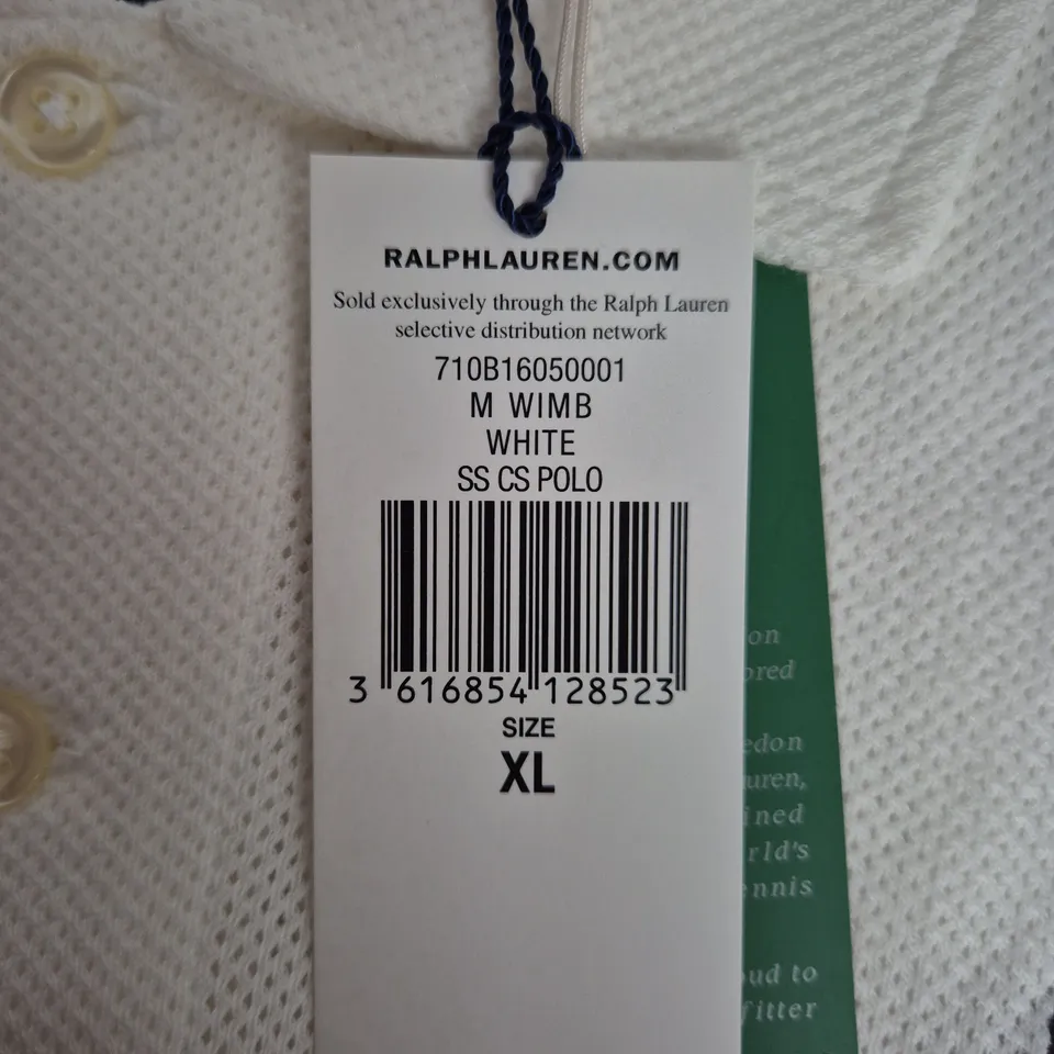 RALPH LAUREN POLO SHIRT – WHITE, MEN'S XL (OFFICIAL WIMBLEDON MERCHANDISE)