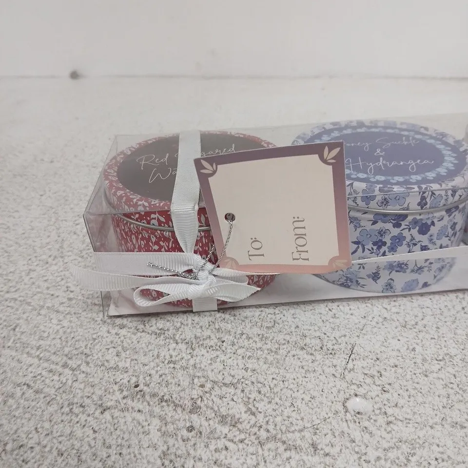 SET OF 3 DECORATIVE TINS WITH TO/FROM GIFT TAG – FLORAL PATTERN