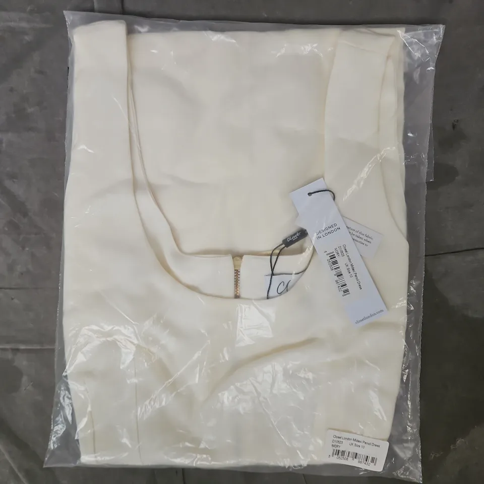 BAGGED CLOSET LONDON MIDAXI PENCIL DRESS IN IVORY SIZE UK 10