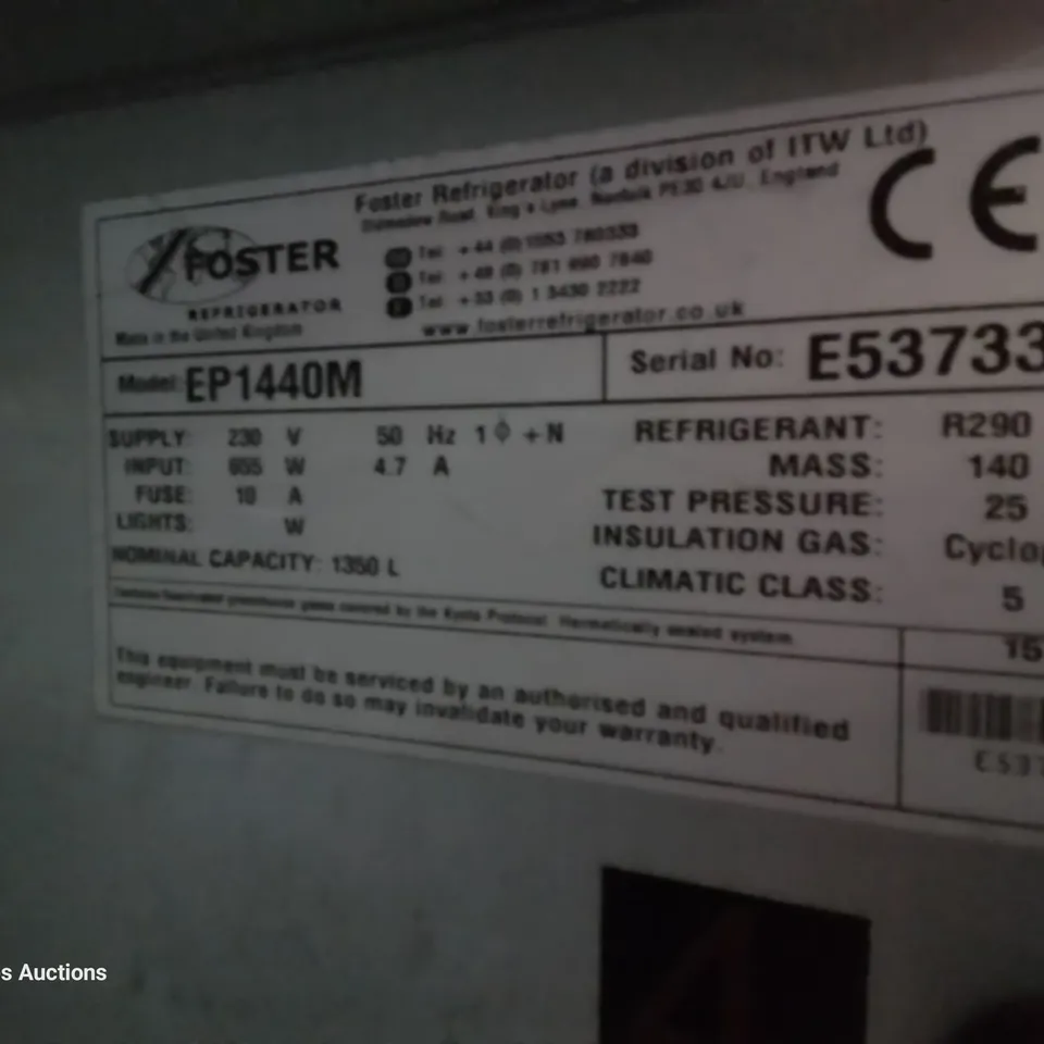 FOSTER ECO PRO GS DOUBLE DOOR FRIDGE Model FP1440M