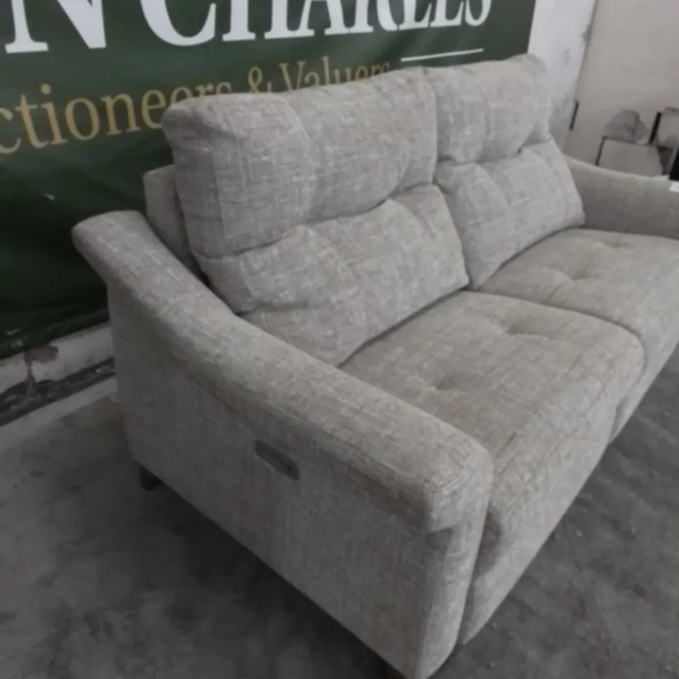 DESIGNER G PLAN MADE RILEY MOORE AUTUMN FABRIC ELECTRIC RECLINING LARGE SOFA