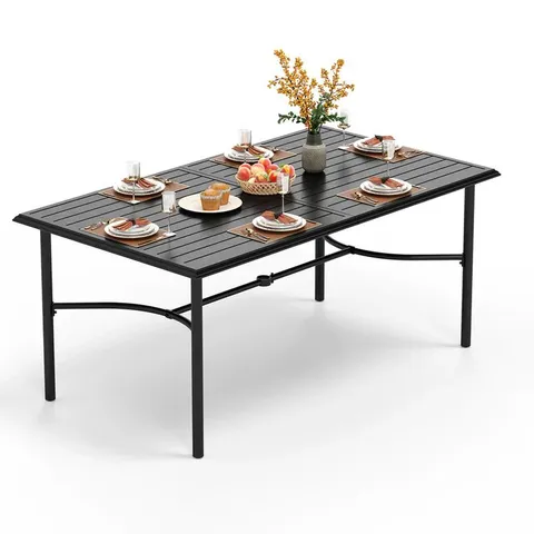BOXED PHI VILLA PATIO RECTANGLE STEEL SLATTED DINING TABLE (1 BOX)