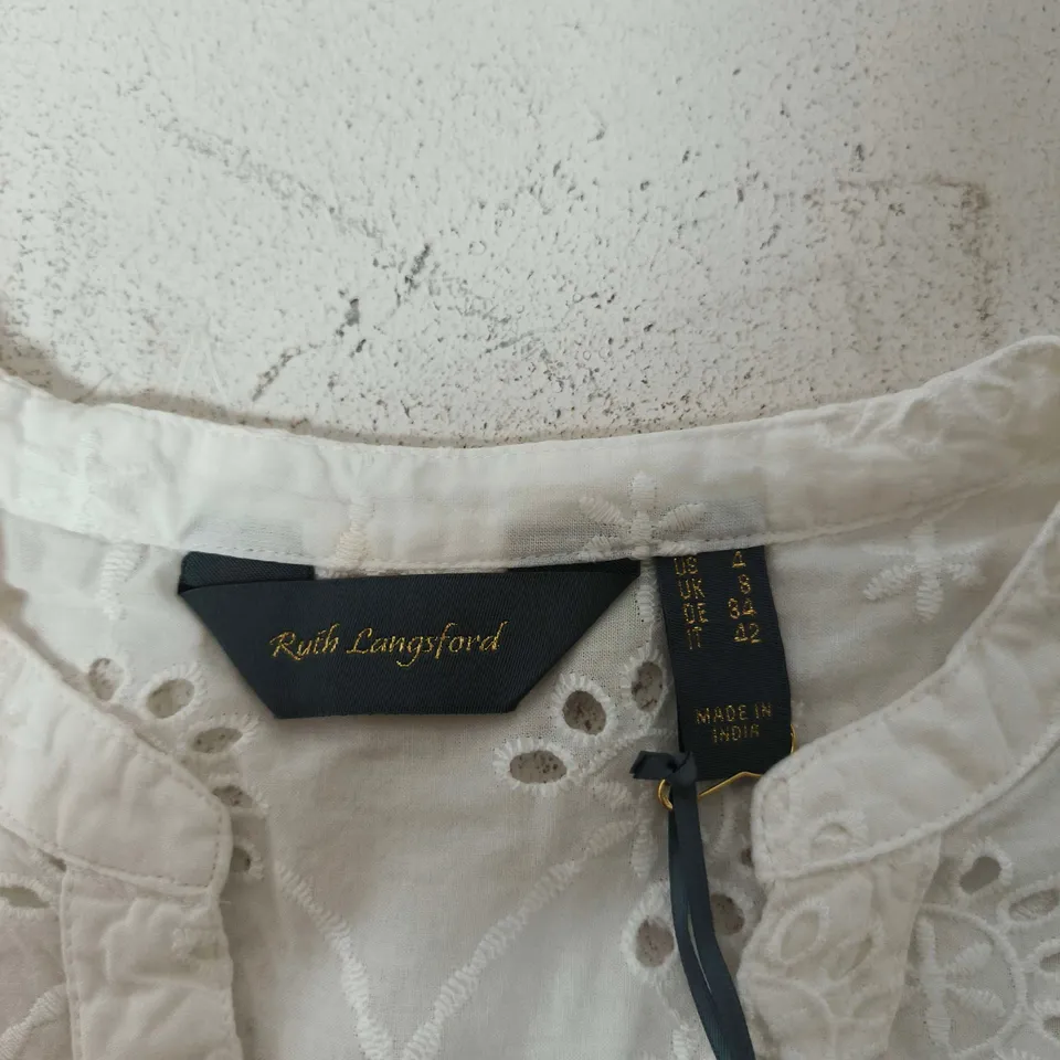 RUTH LANGSFORD WHITE EMBROIDERED BLOUSE – WOMEN'S UK SIZE 8