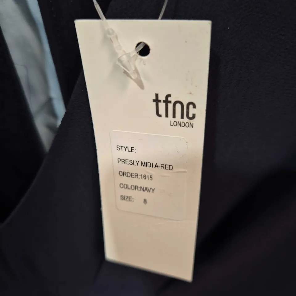 TFNC LONDON NAVY PRESLEY MIDI DRESS – UK SIZE 8