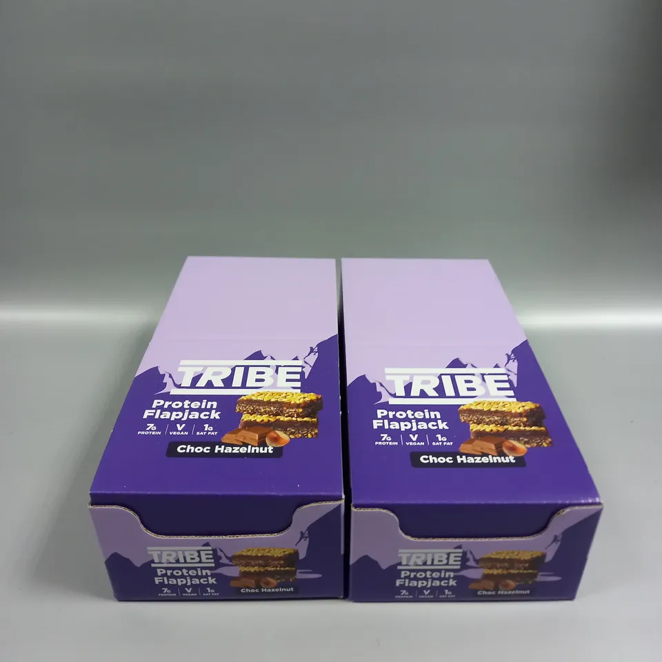 2 X BOXED (12 BARS PER BOX) TRIBE PROTEIN FLAPJACKS - CHOC HAZELNUT 