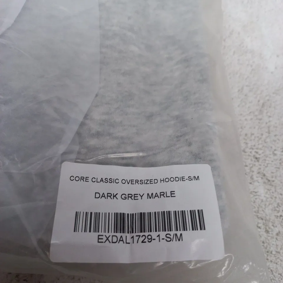 White Fox Core Classic Oversized Hoodie - Dark Grey Marble, S/M