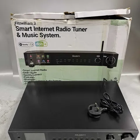BOXED MAJORITY FITZWILLIAM 3 SMART INTERNET RADIO TUNER & MUSIC SYSTEM IN BLACK