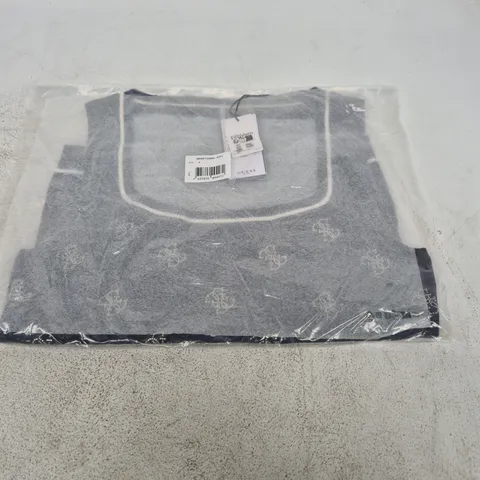 GUESS WOMEN'S MONOGRAM KNIT VEST – GREY, ECOVERO FABRIC, SIZE L